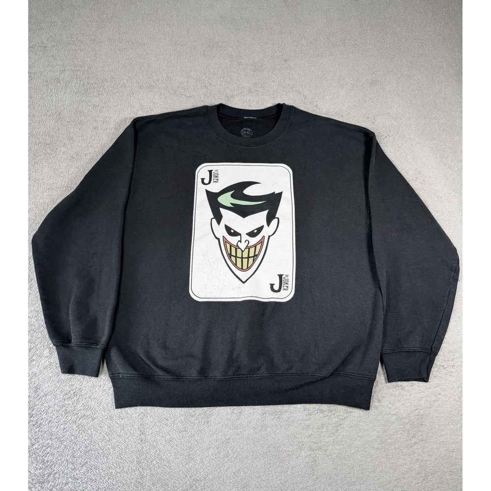 DC Comics Originals Sweatshirt Mens L Black Joker Card Graphic Crewneck Fleece